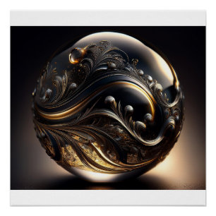 Fantasy Beeld Van Een Grijze Transparante Bal Met Perfect Poster