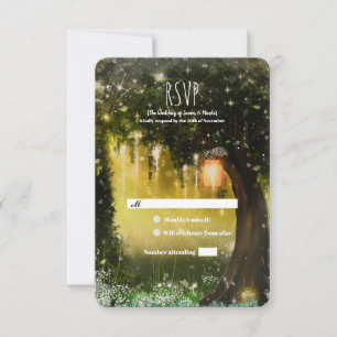 Fantasy Betoverde Groene Bos Bruiloft RSVP Kaartje