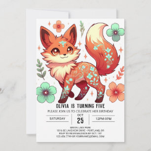 Fantasy Bewerkbare Fox Digitale Verjaardag Kaart