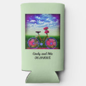 Fantasy Bicycle met roze bloemen op Mint Green (Achterkant)