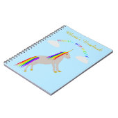 Fantasy Birthday Unicorn Rainbow en Clouds Custom Notitieboek (Linkerzijde)