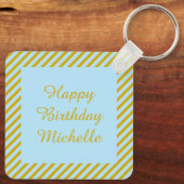 Fantasy Birthday Unicorn Rainbow en Clouds Custom Sleutelhanger (Achterkant)