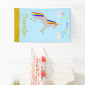 Fantasy Birthday Unicorn Rainbow en Clouds Custom Spandoek (Insitu)