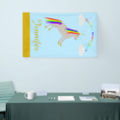 Fantasy Birthday Unicorn Rainbow en Clouds Custom Spandoek (Beurs)