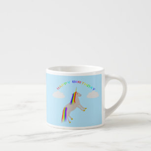 Fantasy Birthday Unicorn Rainbow en Clouds Espresso Kop