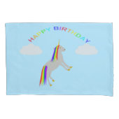 Fantasy Birthday Unicorn Rainbow en Clouds Kussensloop (Voorkant)