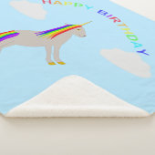 Fantasy Birthday Unicorn Rainbow en Clouds Sherpa Deken (3/4)