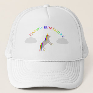 Fantasy Birthday Unicorn Rainbow en Clouds Trucker Pet