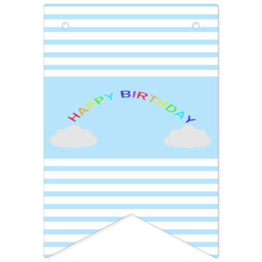 Fantasy Birthday Unicorn Rainbow en Clouds Vlaggetjes (Tweede vlag)