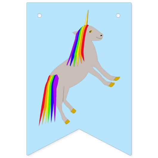 Fantasy Birthday Unicorn Rainbow en Clouds Vlaggetjes (Eerste vlag)