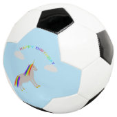Fantasy Birthday Unicorn Rainbow en Clouds Voetbal (Drie kwart)