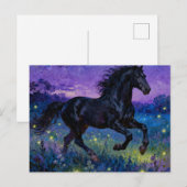Fantasy Black Horse Postcard Briefkaart (Voorkant / Achterkant)