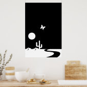 Fantasy Black/White Moonlight Butterfly Desert Poster (Keuken)