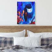 Fantasy Blauw Siamese Kat Abstracte Dierenkunst Canvas Afdruk (Insitu (Slaapkamer))