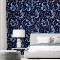 Fantasy Blauw Zeemeermin Patroon Verwijderbaar