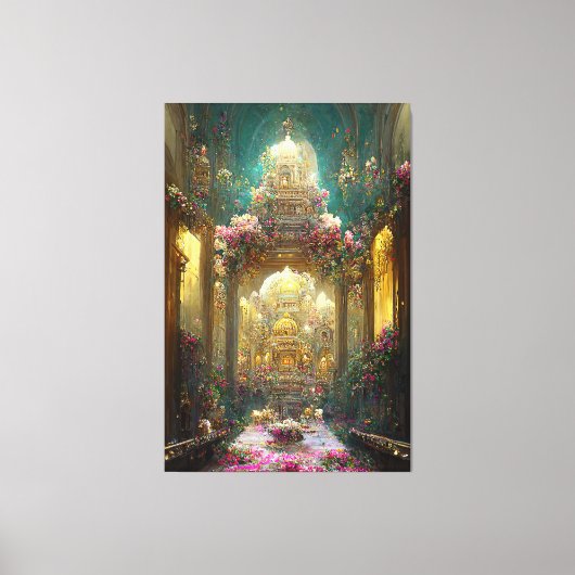 Fantasy Bloemen Kerk - Ingewikkeld Canvas (Voorkant)