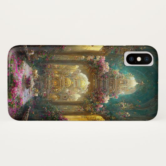 Fantasy Bloemen Kerk - iPhone Case (Achterkant (horizontaal))