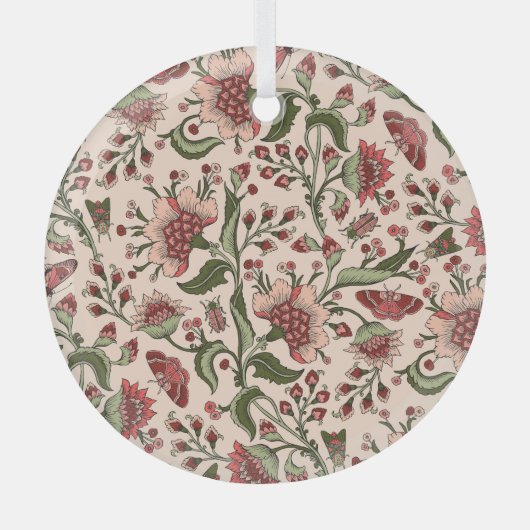 Fantasy Bloemen Paisley Hand getrokken Glas Ornament (Voorkant)