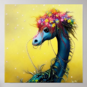 Fantasy bloemendragon poster