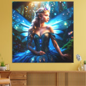 Fantasy Blue Dragonfly Fairy Prinses Canvas Afdruk (Insitu (Woonkamer))
