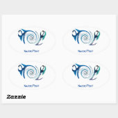 Fantasy Blue Dragons - Mystical Custom Ovale Sticker (Vel)