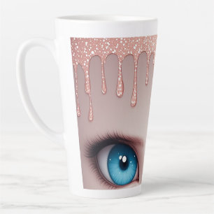 Fantasy Blue Eyes Met Druppels Latte Mok
