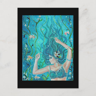 Fantasy Blue Mermaid briefkaart van Renee