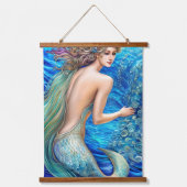 Fantasy Blue Mermaid Ocean Waves Art Hangend Wandkleed (Voorkant)