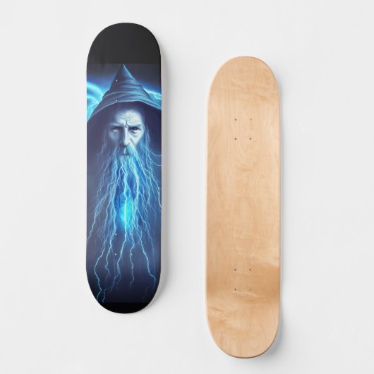Fantasy Blue Wizard illustratie Thunder Graphic Skateboard (Voorkant)