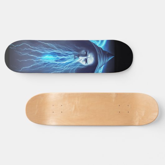 Fantasy Blue Wizard illustratie Thunder Graphic Skateboard (Horizontaal)