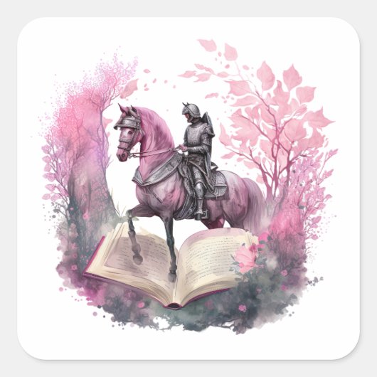 Fantasy Boek Lover Design Vierkante Sticker (Voorkant)
