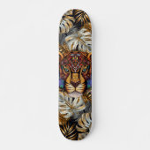 Fantasy Boho Jungle Tiger Head Mixed Media Skateboard (Voorkant)