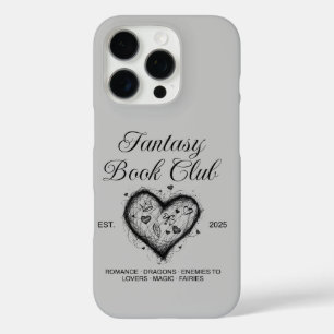 Fantasy Book Club Typografie & Heart doodle sketch iPhone 16 Pro Hoesje