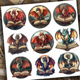 Fantasy Book Dragon Sticker