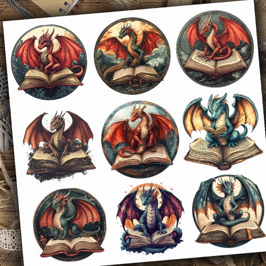 Fantasy Book Dragon Sticker