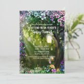 Fantasy Bos Betoverd Bos Bloemen Prom Kaart (Staand voorkant)