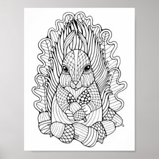 Fantasy Bos Eekhoorn Eekhoorns Kleurplaat Art Poster