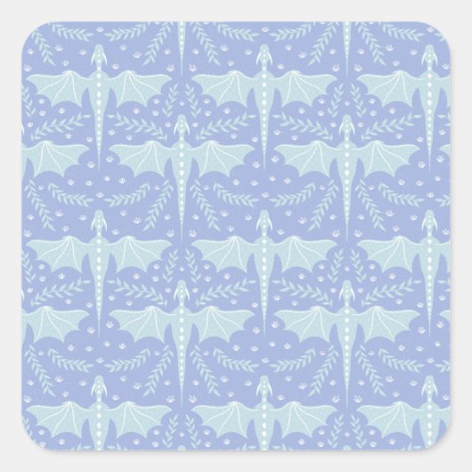 Fantasy Botanical Dragon Vierkante Sticker (Voorkant)