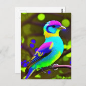 Fantasy Brightly Colour Bird Briefkaart (Voorkant / Achterkant)