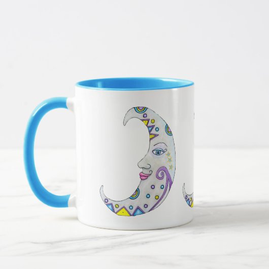Fantasy Brightly gekleurde Crescent Moons Facs Mok (Links)