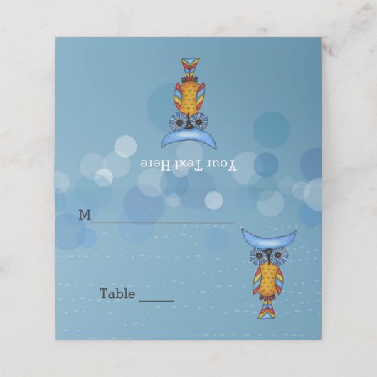 Fantasy Brightly gekleurde Owl Blue Eyes cirkels (Buitenkant ongevouwen)