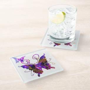 Fantasy Butterflies Glazen Onderzetter