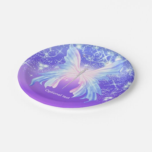 Fantasy Butterfly Roze en Paarse Sparkle Papieren Bordje (Gekanteld)