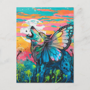 Fantasy Butterfly Wolf Briefkaart