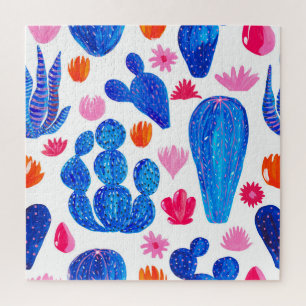 Fantasy Cactussen: decoratief naadloos patroon. Legpuzzel