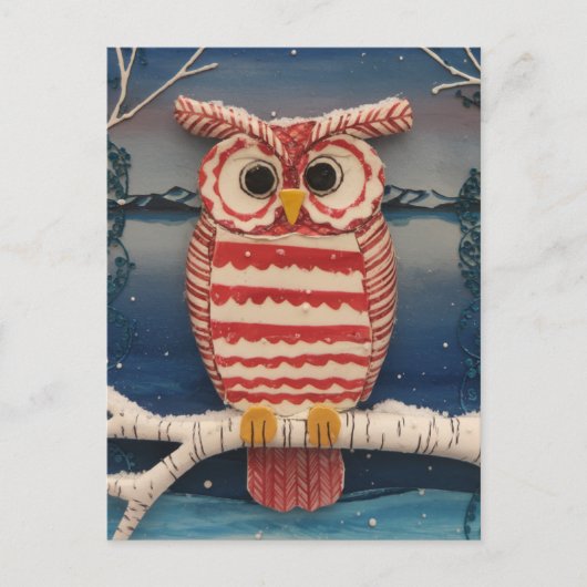 Fantasy Candycane Owl Briefkaart (Voorkant)