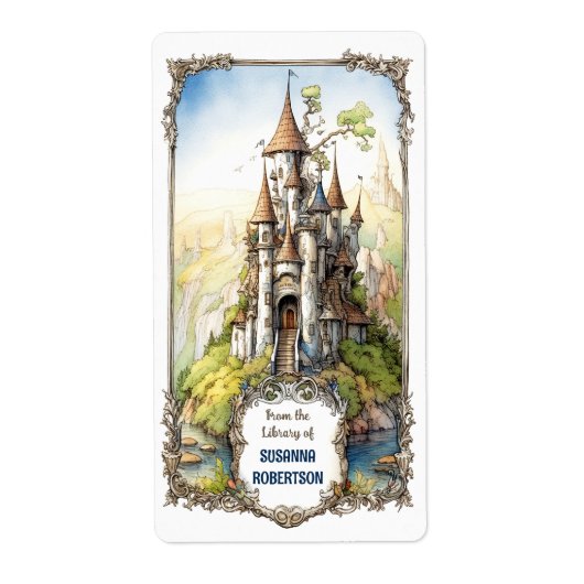  Fantasy Castle Bookplaat Etiket (Voorkant)