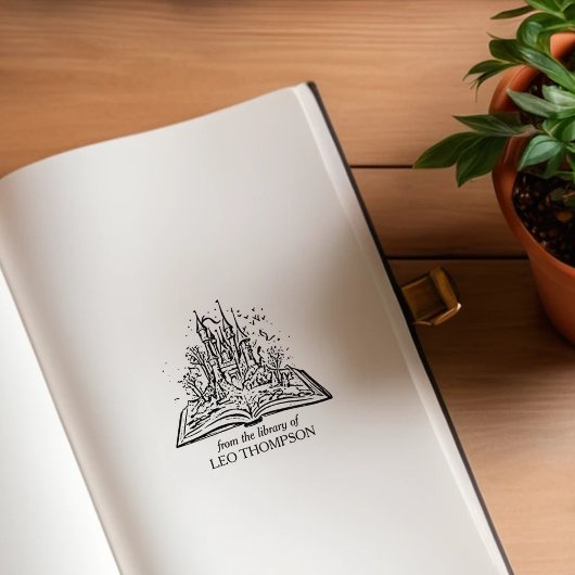  Fantasy Castle Bookplate Rubberstempel