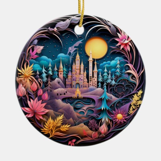 Fantasy Castle Decor, gewatteerd Keramisch Ornament (Voorkant)