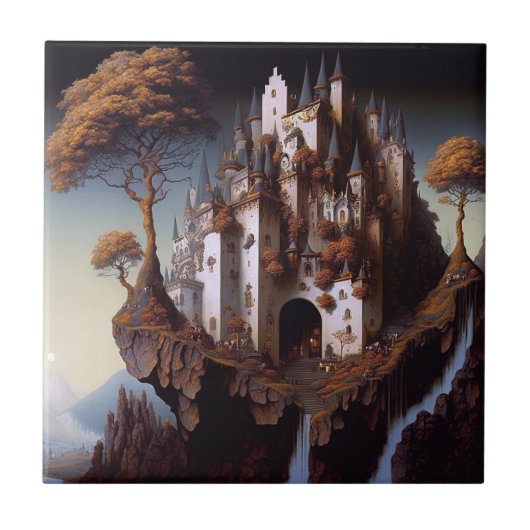 Fantasy Castle Fantasy Art Ceramic Tegel Tegeltje (Voorkant)